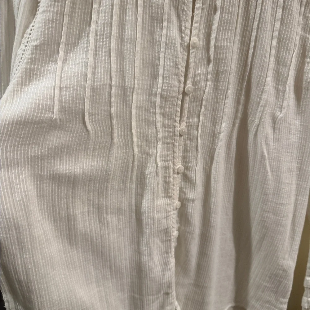 Faherty Willa Button Front Peasant Blouse Top White NWT Size S - Picture 7 of 8